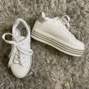 White rhinestone sneakers